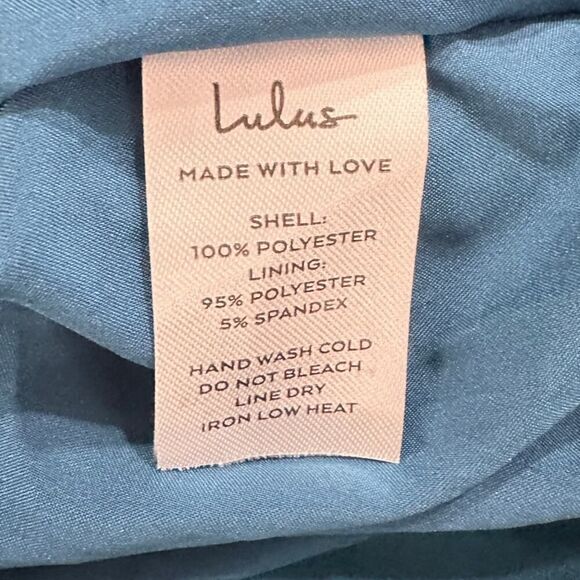 Lulus Mini Dress Women's L Teal Blue Satin One Shoulder Ruched Sleeveless New - Picture 6 of 12